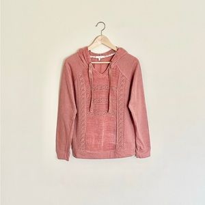 Maurices Chenille Mix Laced Rose Pink Hoodie Women’s size Small